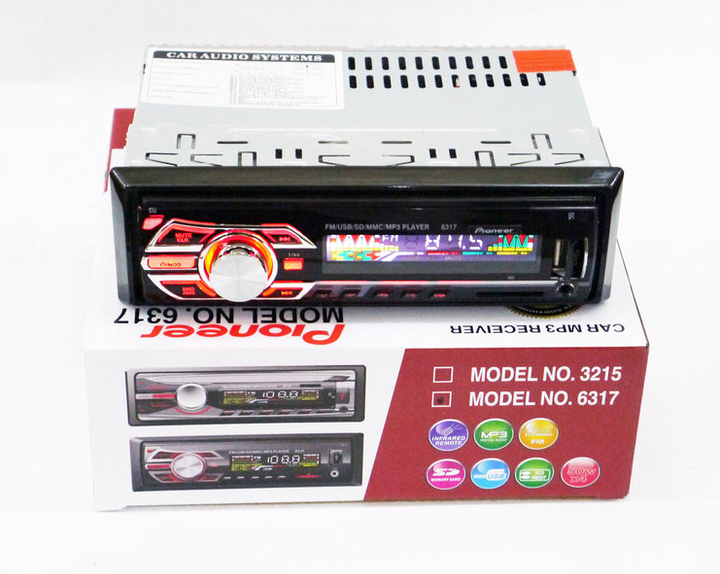 Автомагнитола 1DIN MP3 6317 RGB панель пульт автомобильное радио музыкальный USB SD AUX - Фото 13 Автомагнитола 1DIN MP3 6317 RGB панель пульт автомобильное радио музыкальный USB SD AUX - изображение 13