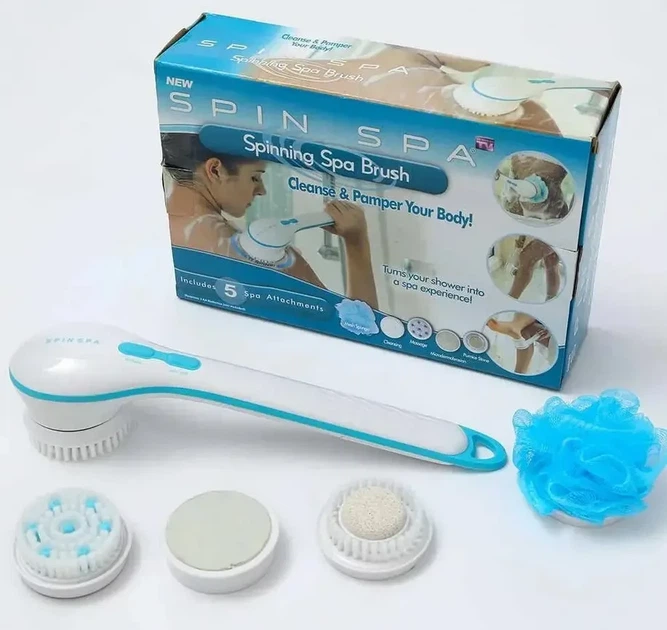 Массажная щетка для тела Spin Spa Brush WN 01 Электрическая щетка для ухода за телом с насадками - изображение 3