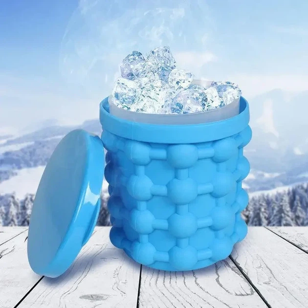 Силиконовое ведро форма заморозки льда для охлаждения напитков ice genie многоразовое ведерко - Фото 3 Силиконовое ведро форма заморозки льда для охлаждения напитков ice genie многоразовое ведерко - изображение 3