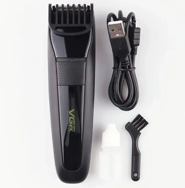Машинка для стрижки волос Vgr V015 беспроводная пять V с USB зарядкой триммер аккумуляторный черного цвета - изображение 6