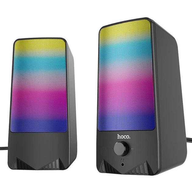 Акустика для ПК HOCO DS14 RGB Rhythmic Spectrum desktop speaker 10W, USB, 3.5mm, Mic, black - Фото 1 Акустика для ПК HOCO DS14 RGB Rhythmic Spectrum desktop speaker 10W, USB, 3.5mm, Mic, black - изображение 1