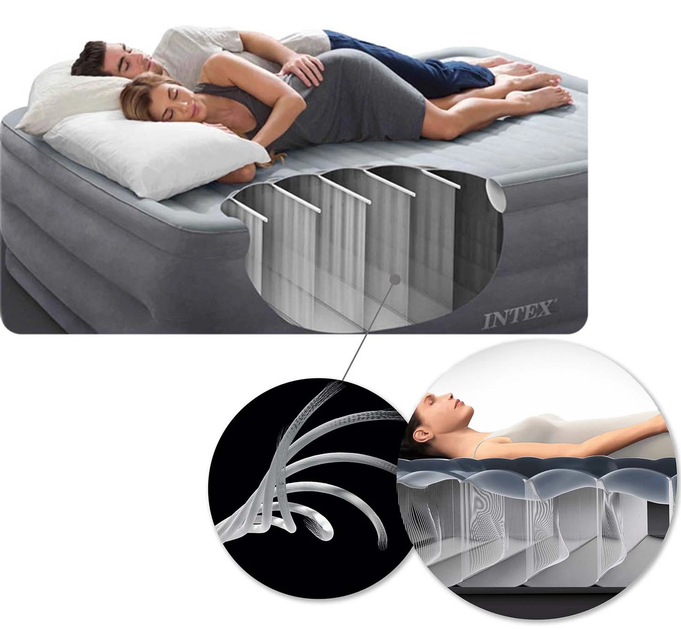 Надувний кутовий диван Intex з електричним насосом 257 x 203 x 76 см 68575-66640 Бежевий (5903890611712) - зображення 8