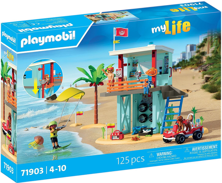 Zestaw zabawek dla dzieci Playmobil Wieża ratownicza i plażowy samochód buggy (71903) (4008789719034) - obraz 1