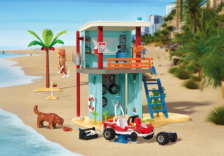 Zestaw zabawek dla dzieci Playmobil Wieża ratownicza i plażowy samochód buggy (71903) (4008789719034) - obraz 5