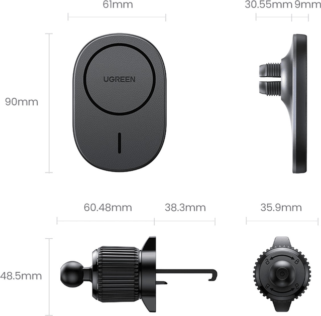 Uchwyt samochodowy magnetyczny Ugreen CD345 Black (6941876229253) - obraz 2