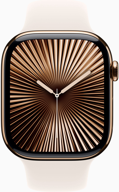 Смарт-годинник Apple Watch Series 10 GPS + Cellular 46mm Gold Titanium Case with Starlight Sport Band - M/L (MWYY3QH/A) - зображення 2
