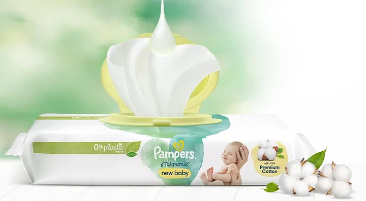 Влажные салфетки Pampers Harmonie Premium Cotton New Baby с клапаном 2x46= 92шт - изображение 3