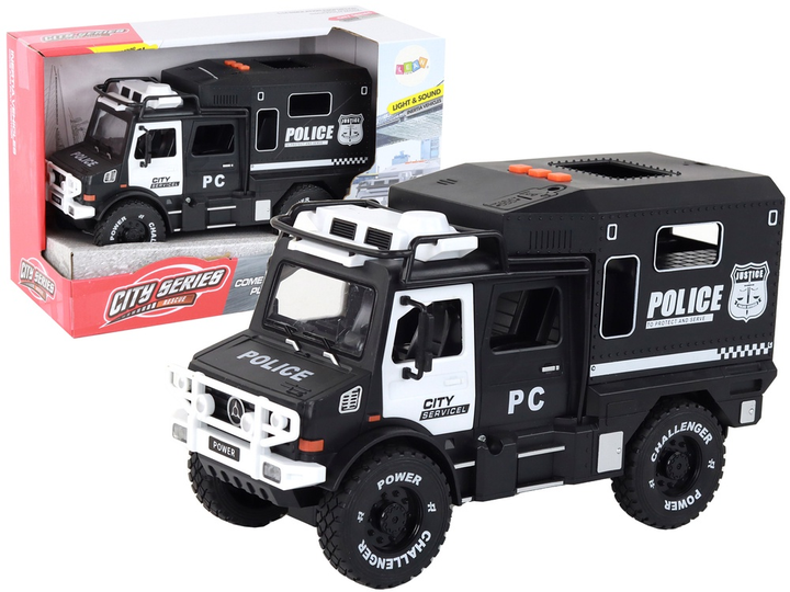 Wóz terenowy Lean Toys Policja radiowóz ze światłami i dźwiękami 1:14 Czarny (16940) (5905884455333) - obraz 2