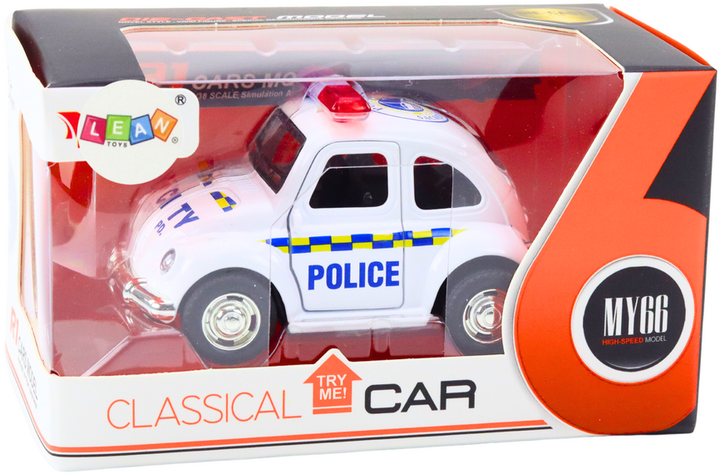 Поліцейський автомобіль Lean Toys класичний з приводом зі світловими та звуковими сигналами 1:38 Білий (20664) (5905991029526) - зображення 1