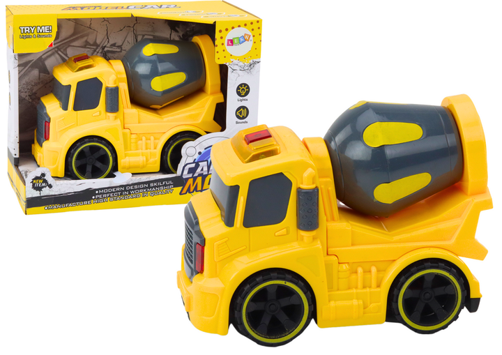 Autko betoniarka Lean Toys obracana z napędem światłami i dźwiękami Żółta (18697) (5905991018674) - obraz 2