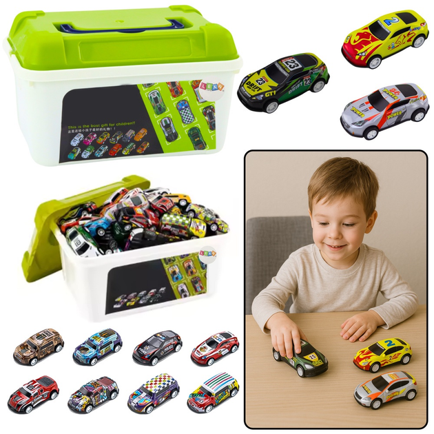 Zestaw zabawek Lean Toys Resoraki w skrzynce kuferku (20270) 50 szt (5905991025535) - obraz 1