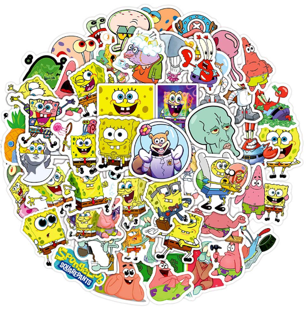 Набор наклеек Губка Боб Квадратные Брюки SpongeBob 50 штук стикерпак на авто телефон ноутбук самокат гаджеты (SVS) - Фото 1 Набор наклеек Губка Боб Квадратные Брюки SpongeBob 50 штук стикерпак на авто телефон ноутбук самокат гаджеты (SVS) - изображение 1