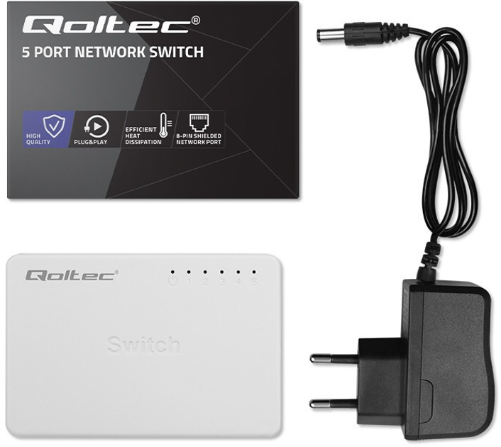 Комутатор Qoltec 5-Port Gigabit Desktop Switch (5901878522470) - зображення 4