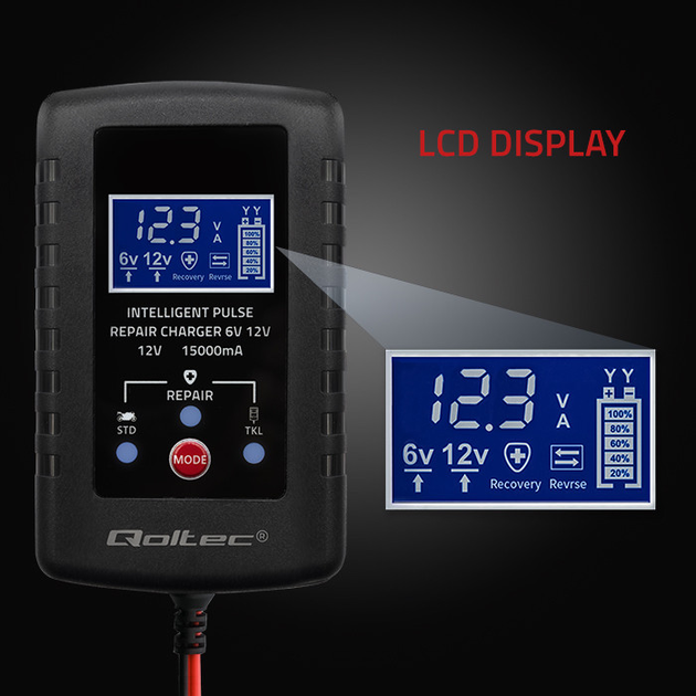 Automatyczna ładowarka Qoltec 6V/12V 2A do akumulatora AGM/GEL/STD (5901878524269) - obraz 9