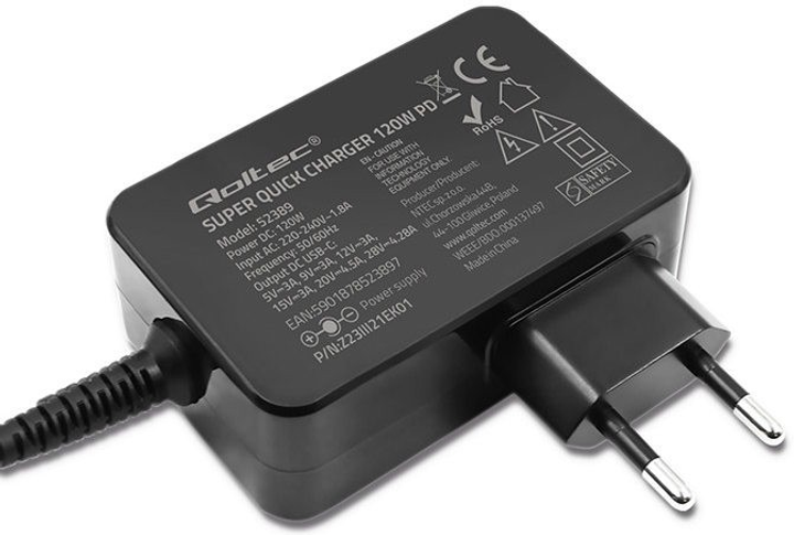 Ładowarka sieciowa Qoltec Turbo Fast Charger PD USB-C 120 W Black (5901878523897) - obraz 4
