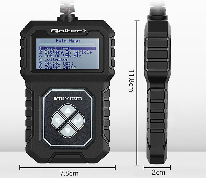 Цифровий тестер акумулятора Qoltec с LCD дисплеем 12V 30-220Ah (5901878506869) - зображення 3