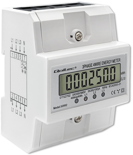 Trójfazowy elektroniczny licznik Qoltec 50992 (5901878509921) - obraz 3
