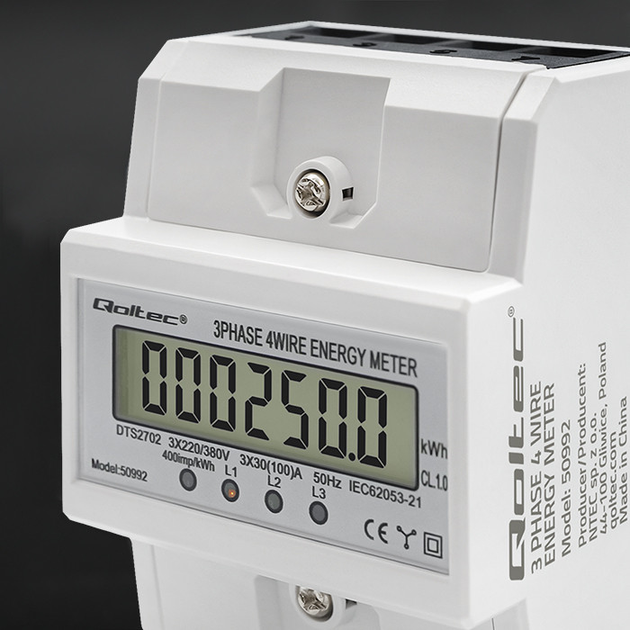 Trójfazowy elektroniczny licznik Qoltec 50992 (5901878509921) - obraz 6