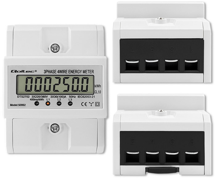 Trójfazowy elektroniczny licznik Qoltec 50992 (5901878509921) - obraz 4