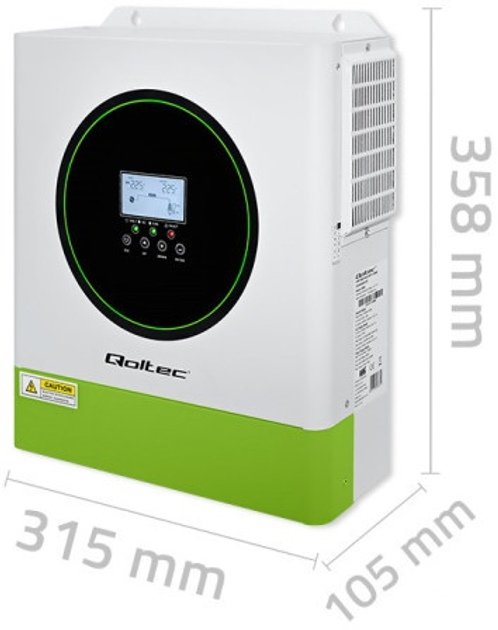 Hybrydowy inwerter Qoltec 3.5 kW 100A 24V MPPT BMS Sinus Wi-Fi option (5901878538655) - obraz 3