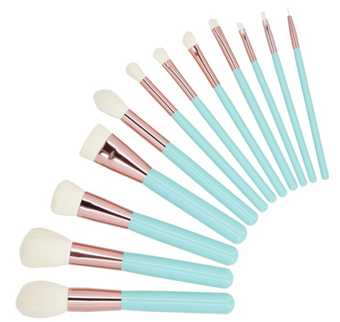 Zestaw pędzli do makijażu Tools For Beauty MiMo Turkusowy z etui 12 szt (5903018919973) - obraz 3