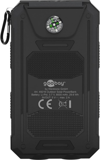 Powerbank Goobay Outdoor Solar 8000 mAh 10W Black (4040849492167) - obraz 5