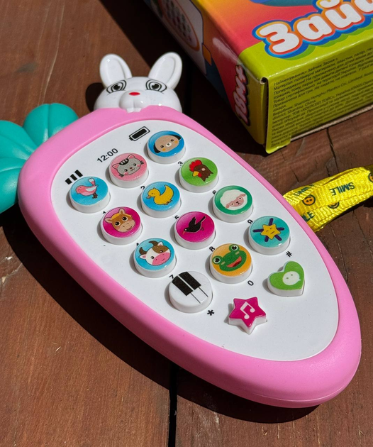 Дитяча розвиваюча іграшка - телефон WToys 80650 "Зайчик Звоня" рожевий Українська озвучка - изображение 2