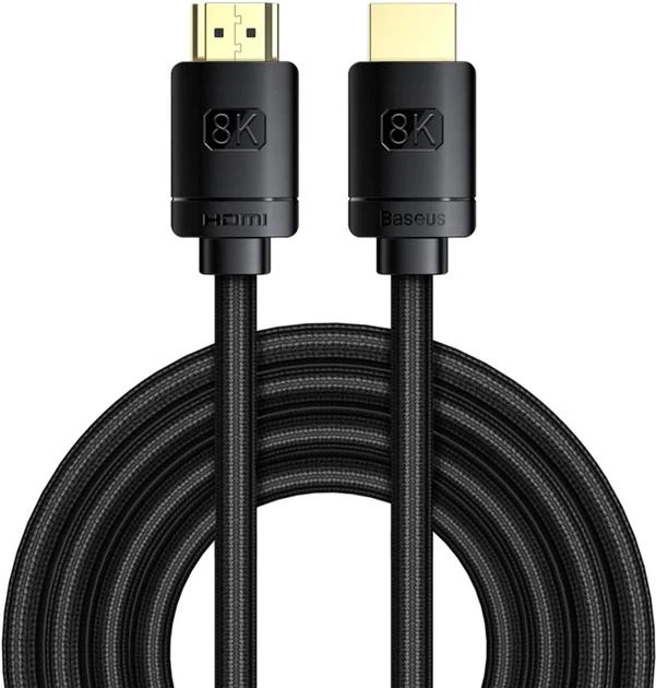 Кабель Baseus High Definition Series HDMI 8K to HDMI 8K Adapter Cable 3m CAKGQ-L01 Black - Фото 1 Кабель Baseus High Definition Series HDMI 8K to HDMI 8K Adapter Cable 3m CAKGQ-L01 Black - зображення 1