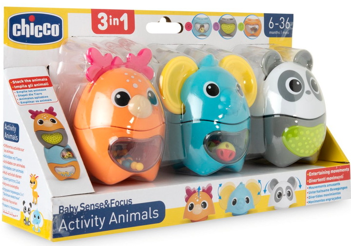 Розвиваюча іграшка Chicco Baby Sense & Focus Activity Animals 3в1 (8058664176977) - зображення 2