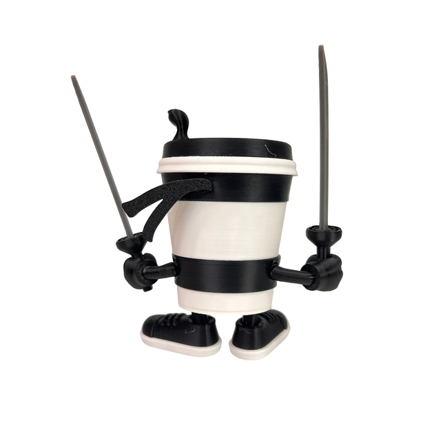 Игрушка DrukHouse3D "Капучино Ассасино" "Capuccino Assassino" из серии Italian Brainrot Черно-белый 12 см (PIG10013) - изображение 4