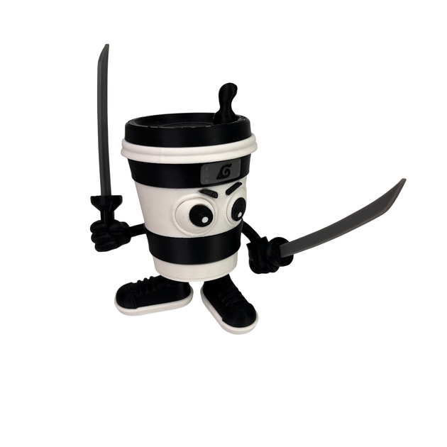 Игрушка DrukHouse3D "Капучино Ассасино" "Capuccino Assassino" из серии Italian Brainrot Черно-белый 12 см (PIG10013) - изображение 5