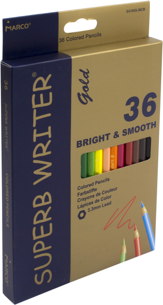 Олівці кольорові 36 кольорів Superb Writer Gold 4100G-36CB Marco - Фото 1 Олівці кольорові 36 кольорів Superb Writer Gold 4100G-36CB Marco - изображение 1