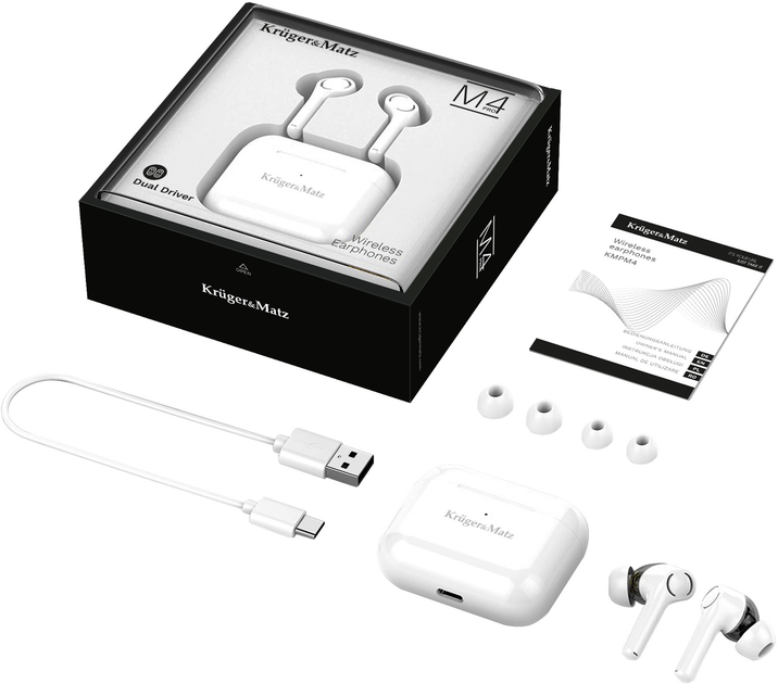 Słuchawki Kruger & Matz M4 Pro White (5901890069519) - obraz 5