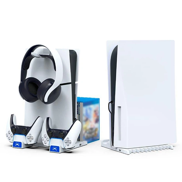 Док-станція підставка для консолі та геймпадів iPega PG-P5S009 для PS5/PS5 Slim з підсвіткою White - Фото 3 Док-станція підставка для консолі та геймпадів iPega PG-P5S009 для PS5/PS5 Slim з підсвіткою White - зображення 3