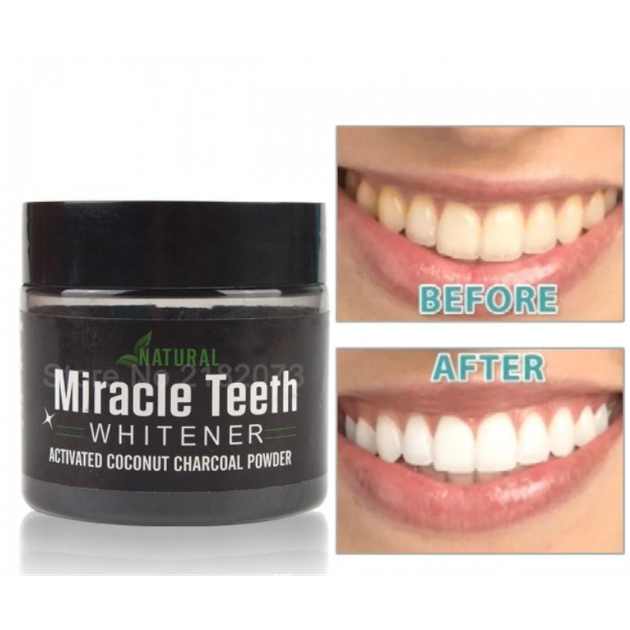 Отбеливатель зубов Miracle Teeth Whitener кокосовый уголь бентонитовая глина 20 г - Фото 2 Отбеливатель зубов Miracle Teeth Whitener кокосовый уголь бентонитовая глина 20 г - изображение 2
