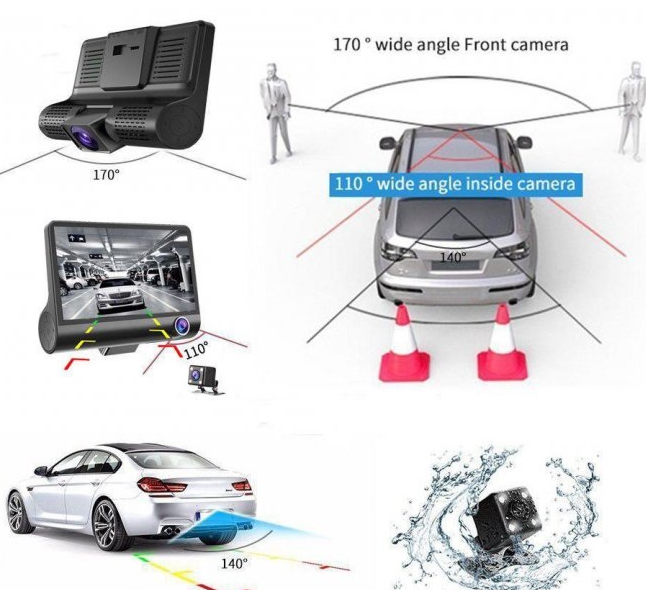 Автомобильный видеорегистратор DVR SD319/z233D 3 камеры Ambarella 170° угол обзора HD 1280x720 - изображение 4