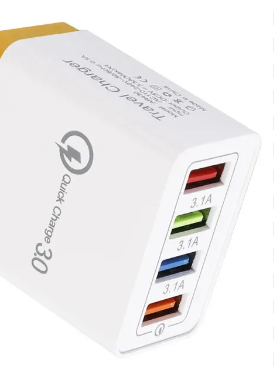 Адаптер Fast Charge 220V 4 USB черный D22 до 3.1A на порт Quick Charge 3.0 - изображение 2