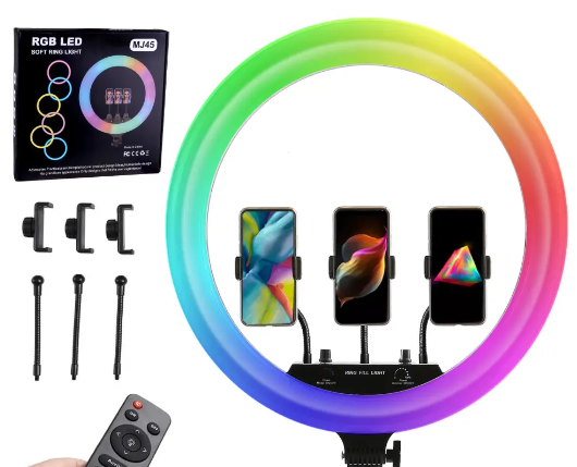 Кольцевая LED лампа RGB 45 см 36 Вт 220 V MJ45 для видеосъемки и фото - Фото 2 Кольцевая LED лампа RGB 45 см 36 Вт 220 V MJ45 для видеосъемки и фото - изображение 2