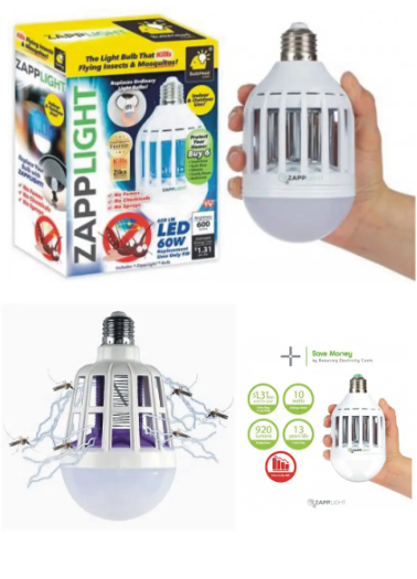 Светодиодная лампа уничтожитель комаров ZAPP LIGHT LED менее 15 ватт без химических веществ - Фото 3 Светодиодная лампа уничтожитель комаров ZAPP LIGHT LED менее 15 ватт без химических веществ - изображение 3