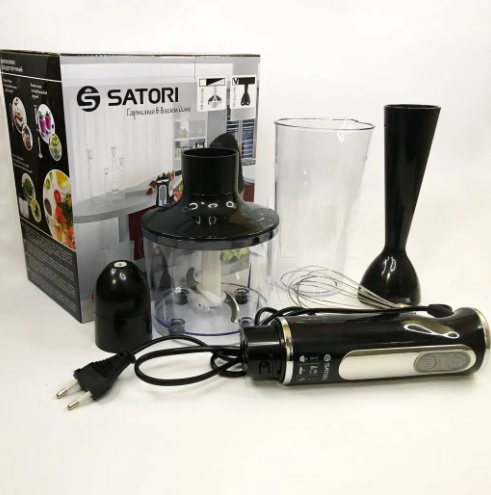 Блендер погружной с чашей + измельчитель Satori SB-620-PB 600 вт 2 скорости плюс турборежим - изображение 3