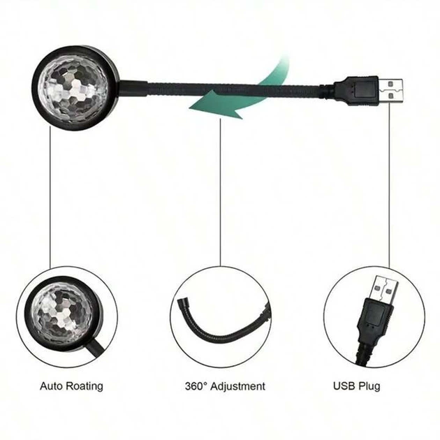 USB-проектор Звёздное небо с гибким штекером RGB длина шейки 19 см диаметр головки 2 5 см - изображение 2