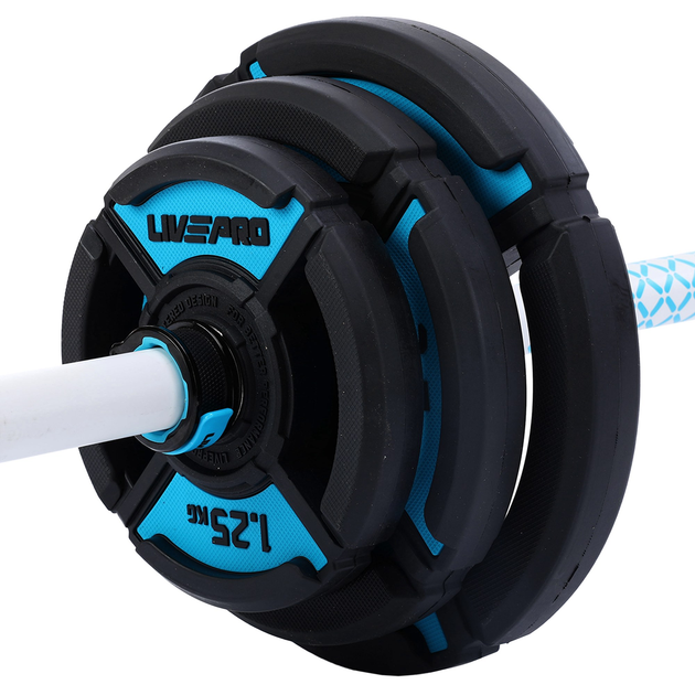 Штанга для фитнеса LiveUp LP8037 длина-1,42м 30мм 20 кг черный-синий - Фото 3 Штанга для фитнеса LiveUp LP8037 длина-1,42м 30мм 20 кг черный-синий - изображение 3