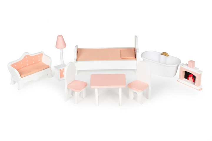 Drewniany domek dla lalek Ecotoys Barbie z zestawem mebli (D8112) (5905817000197) - obraz 4