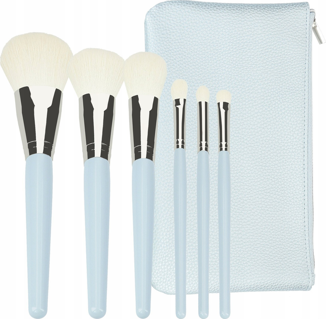 Набір пензлів для макіяжу Tools For Beauty Mimo блакитні 6 шт (5903018919638) - зображення 2