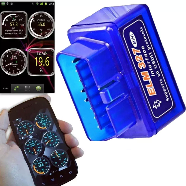 Сканер для діагностики авто ELM OBD2 ELM327 mini BT 2 плати синій (5794) - зображення 5