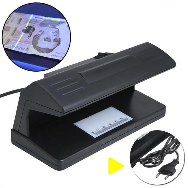 Апарат для перевірки грошей UV Light Money Detector M318 220V детектор валют портативний чорний (6587) - зображення 2