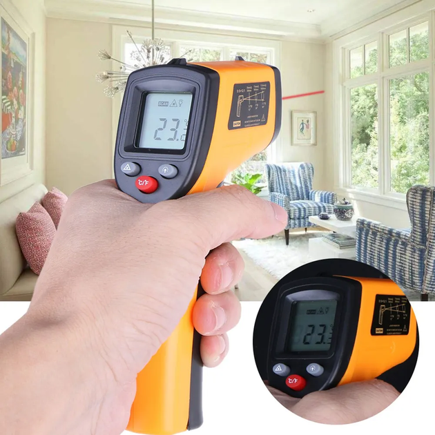 Пірометр інфрачервоний термометр Smart Sensor AR320/360A+ технічний безконтактний помаранчевий (2415) - Фото 2 Пірометр інфрачервоний термометр Smart Sensor AR320/360A+ технічний безконтактний помаранчевий (2415) - зображення 2