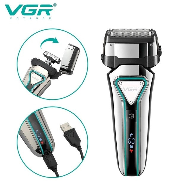 Електробритва для обличчя Shaver VGR V-333 чоловіча сіткова на акумуляторі (7496) - Фото 2 Електробритва для обличчя Shaver VGR V-333 чоловіча сіткова на акумуляторі (7496) - зображення 2