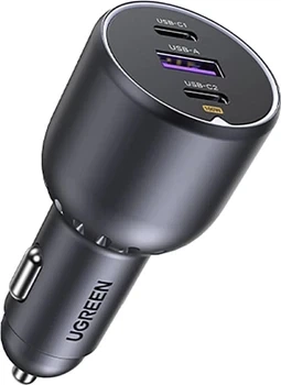 Автомобільний зарядний пристрій для телефона Ugreen 130 W 2xUSB-C 1xUSB-A Black (EC705) - Фото 1 Автомобільний зарядний пристрій для телефона Ugreen 130 W 2xUSB-C 1xUSB-A Black (EC705) - зображення 1