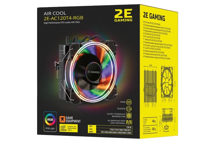 Кулер для процессора 2E Gaming Air Cool AC120T4 ARGB, Black (2E-AC120T4-ARGB) - изображение 8